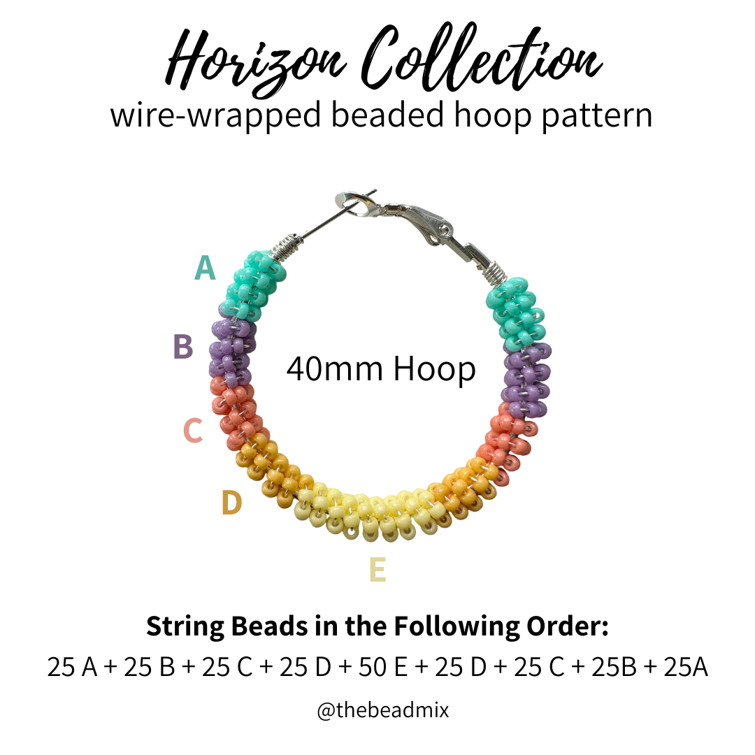 Sunrise and sunset wire wrapped beaded hoop pattern
