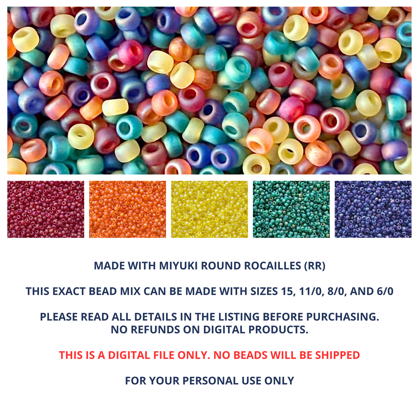 Frosted Rainbow Miyuki Bead Mix Recipe & Color Palette (DIGITAL) - The Bead Mix