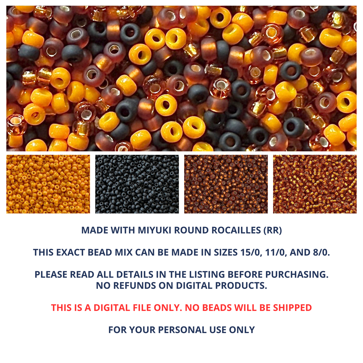 Jack O'Lantern Miyuki Bead Color Palette - The Bead Mix