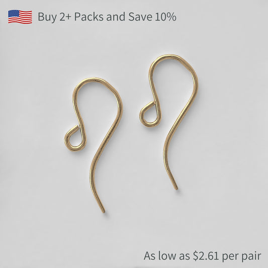 14K Gold-Filled Ear Wires with Outside Loop - The Bead Mix