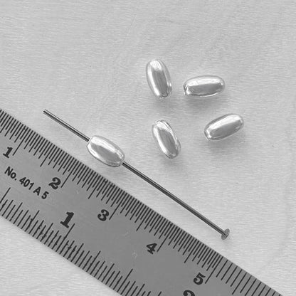 4 x 7mm Sterling Silver Oval Beads - The Bead Mix