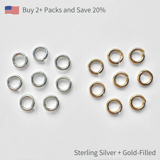 4mm Sterling Silver and Gold-Filled Open Jump Rings - The Bead Mix