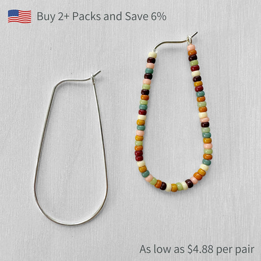 Sterling Silver Teardrop Beading Hoops - The Bead Mix
