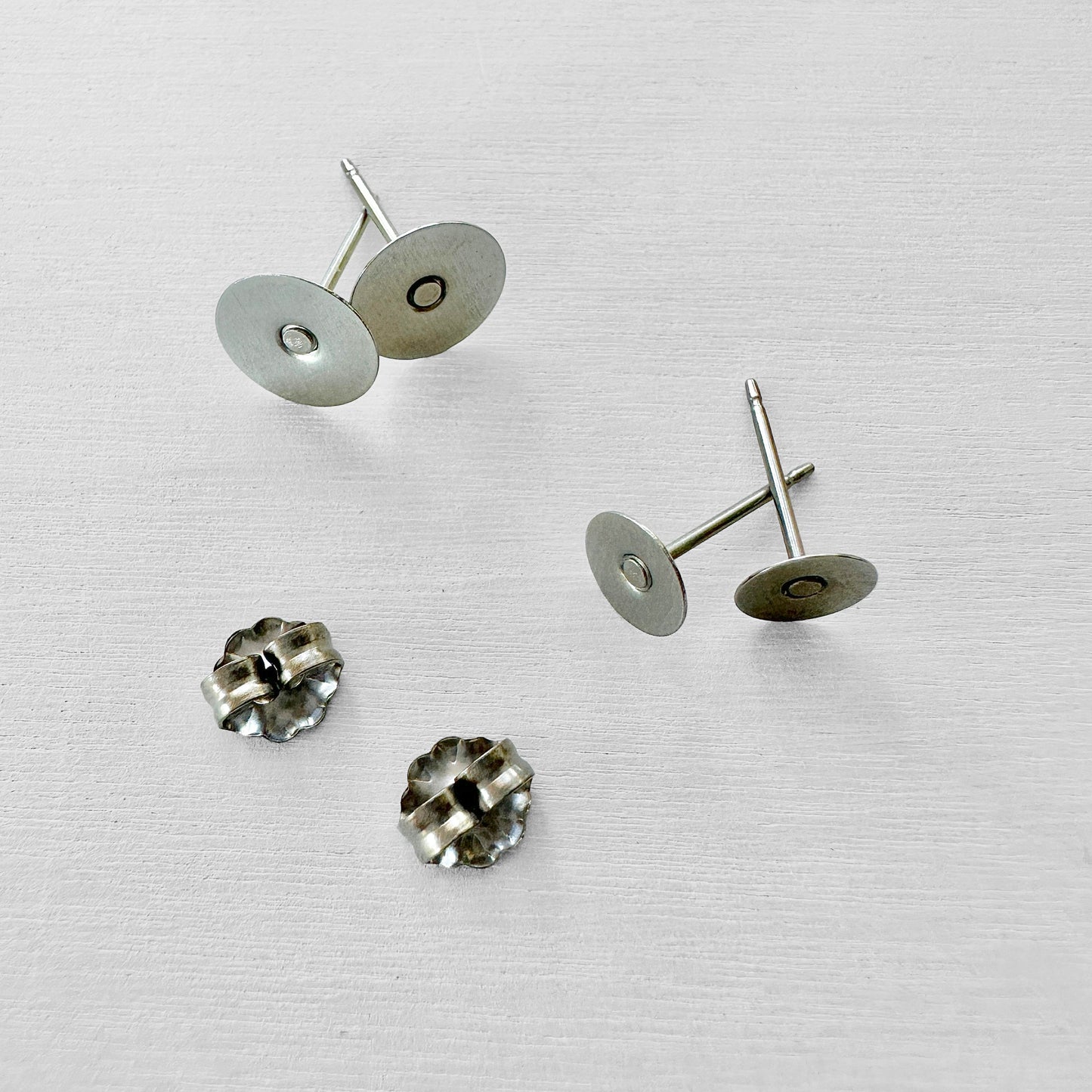 Titanium + Nickel-free Stainless Steel Flat Pad Post Earrings with Clutch - The Bead Mix