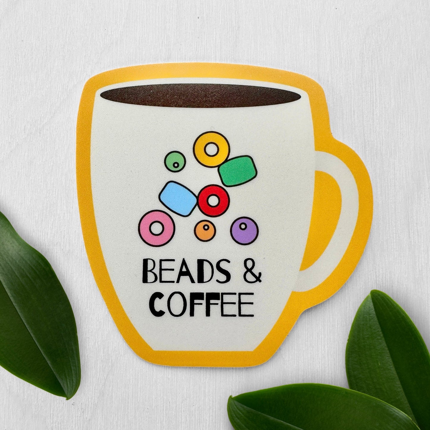 Vinyl Beading Sticker - Beads & Coffee - The Bead Mix