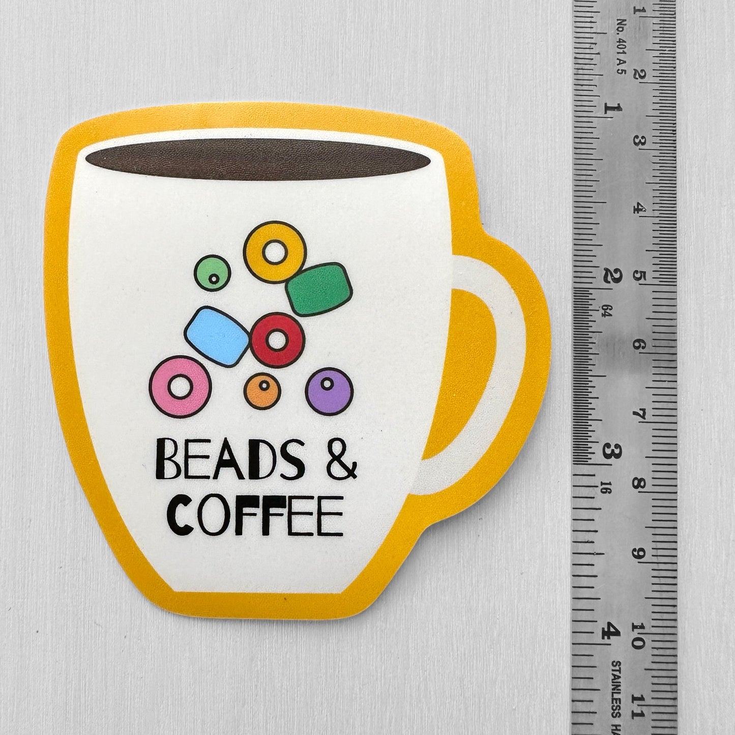 Vinyl Beading Sticker - Beads & Coffee - The Bead Mix