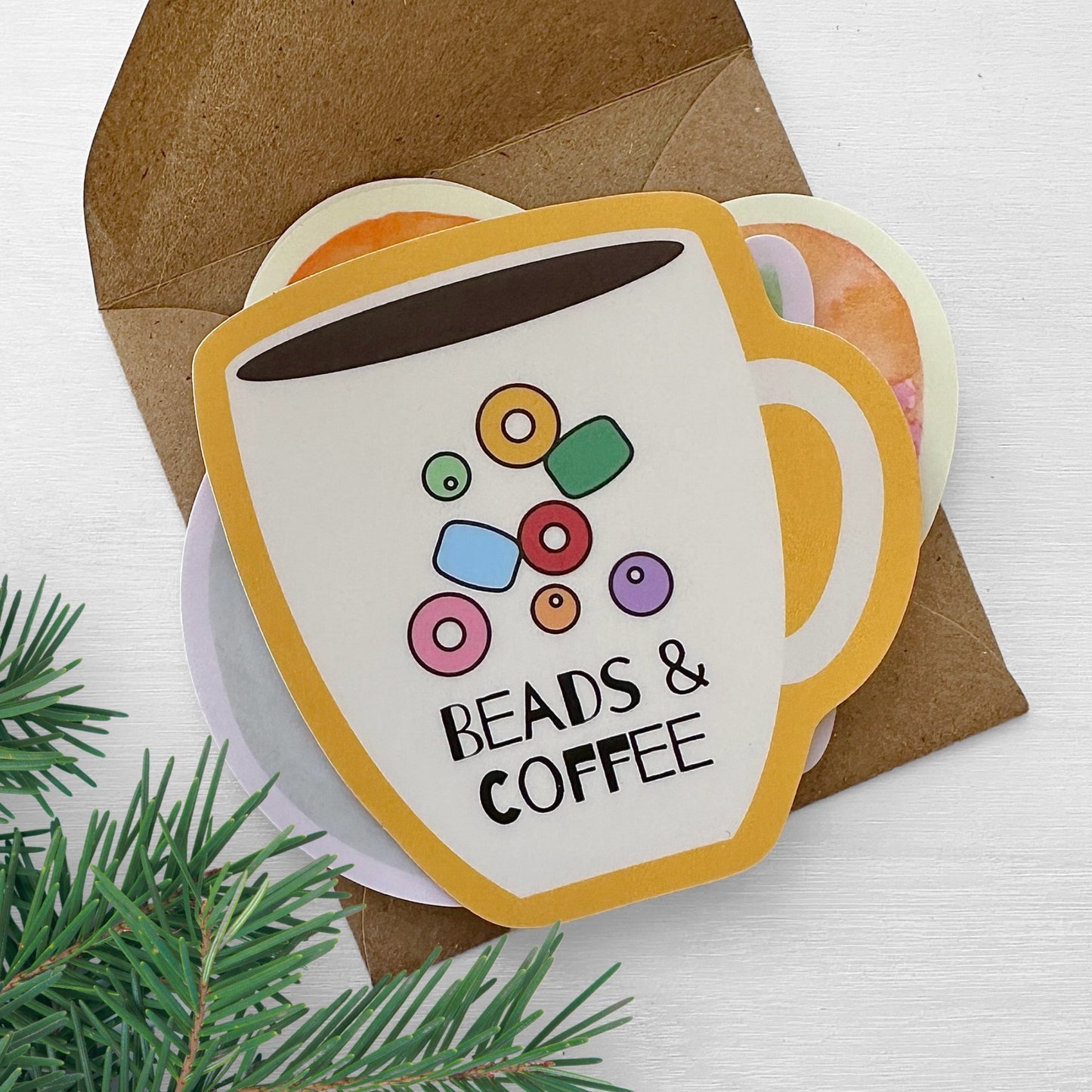 Vinyl Beading Sticker - Beads & Coffee - The Bead Mix