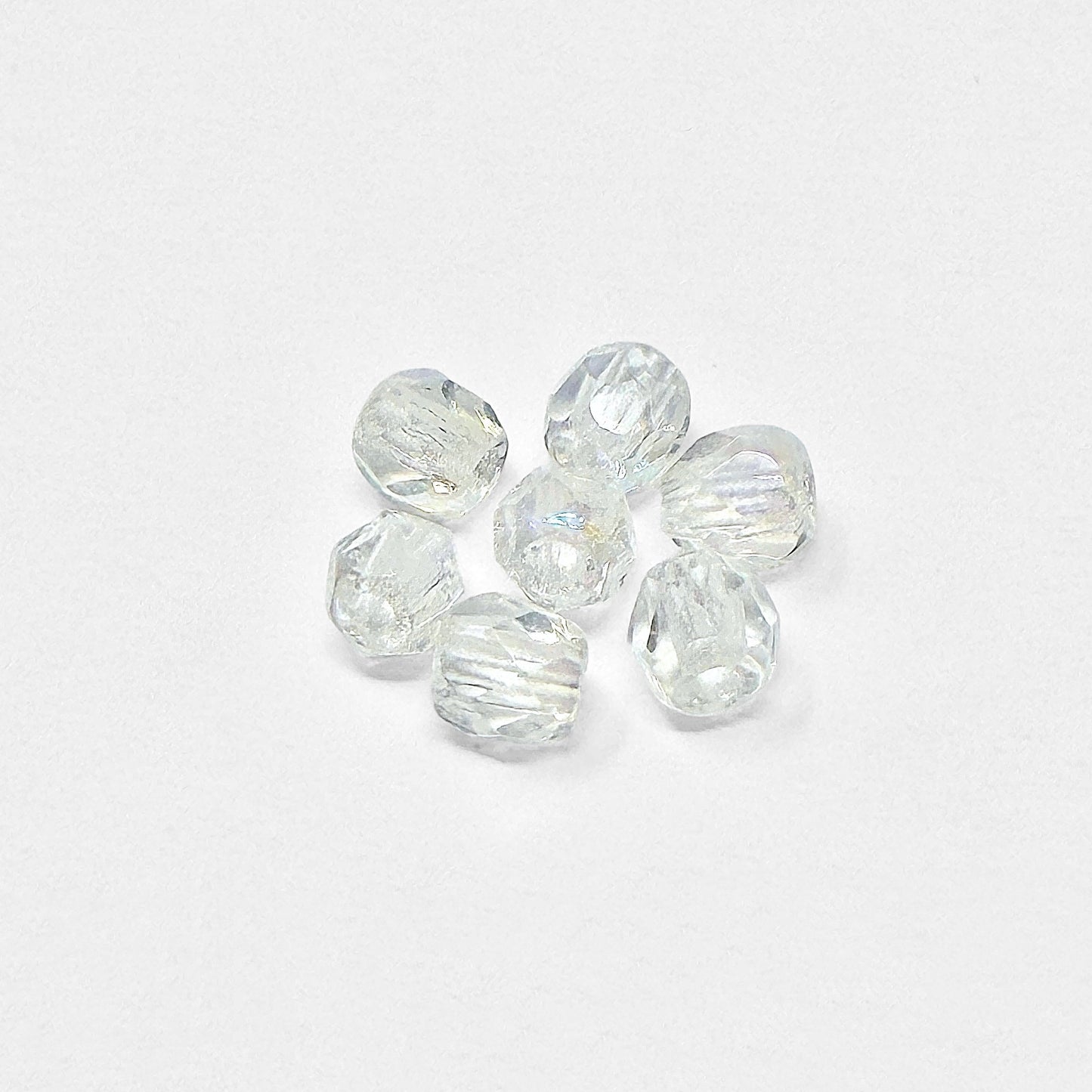 3mm Crystal AB Czech Fire Polished Round Beads - The Bead Mix