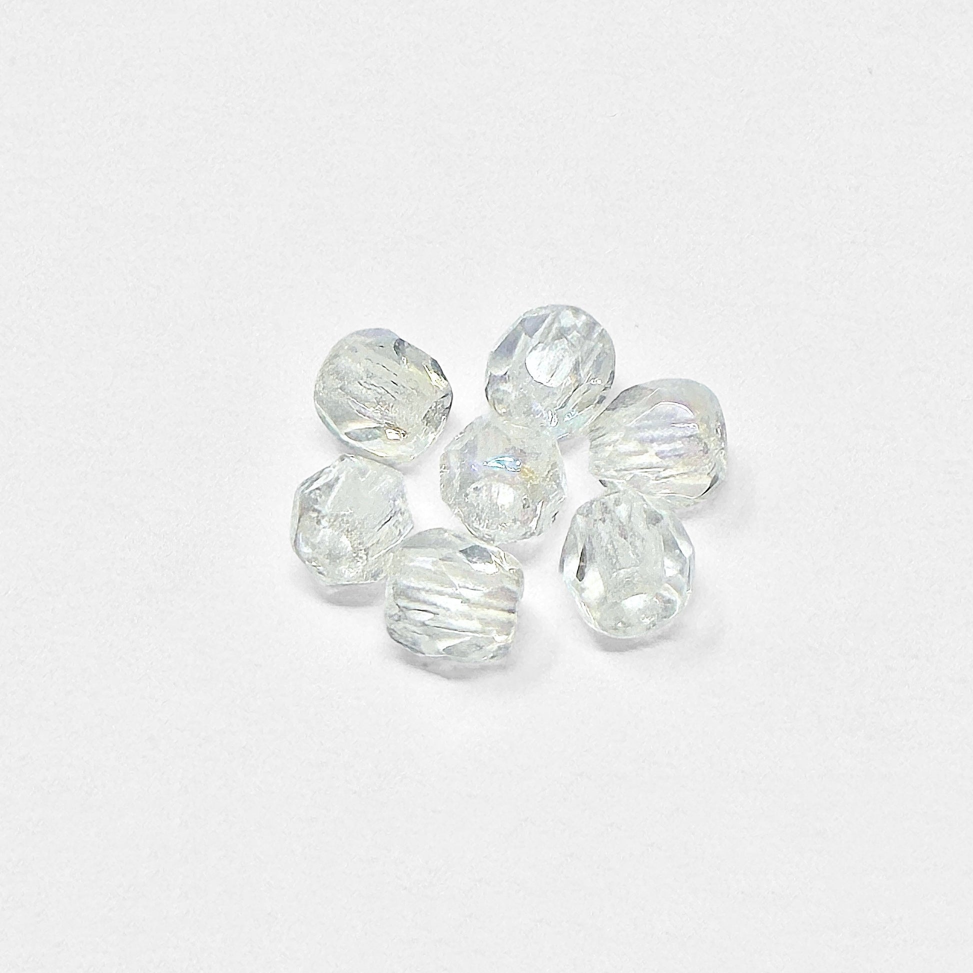 3mm Crystal AB Czech Fire Polished Round Beads - The Bead Mix