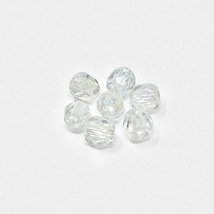 3mm Crystal AB Czech Fire Polished Round Beads - The Bead Mix