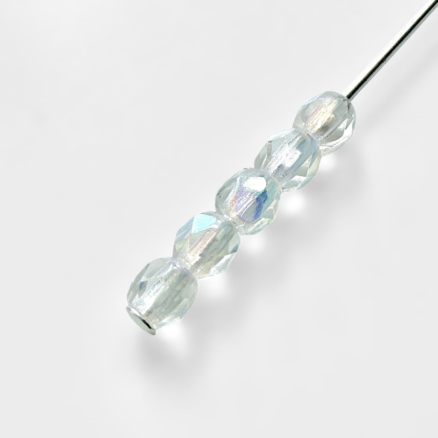 3mm Crystal AB Czech Fire Polished Round Beads - The Bead Mix