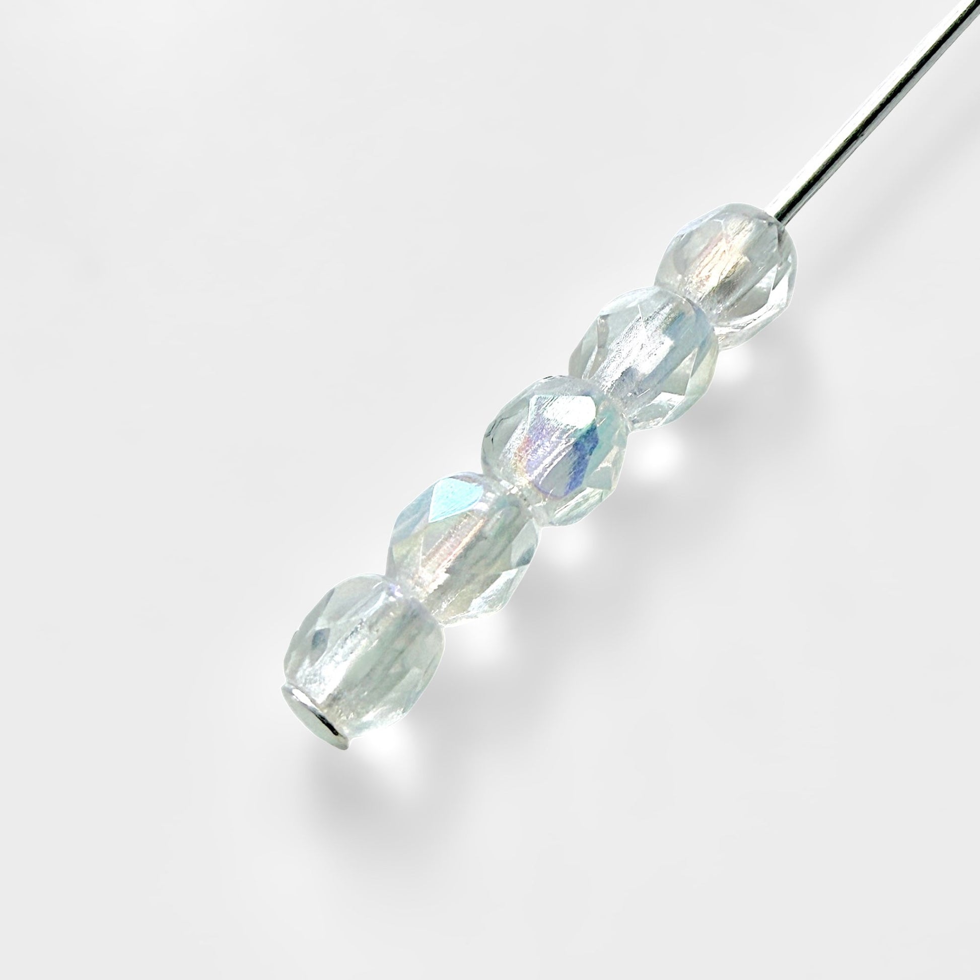 3mm Crystal AB Czech Fire Polished Round Beads - The Bead Mix