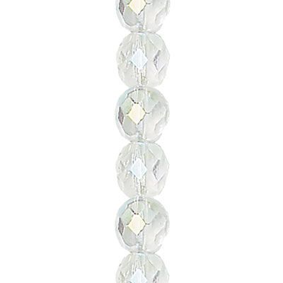 3mm Crystal AB Czech Fire Polished Round Beads - The Bead Mix