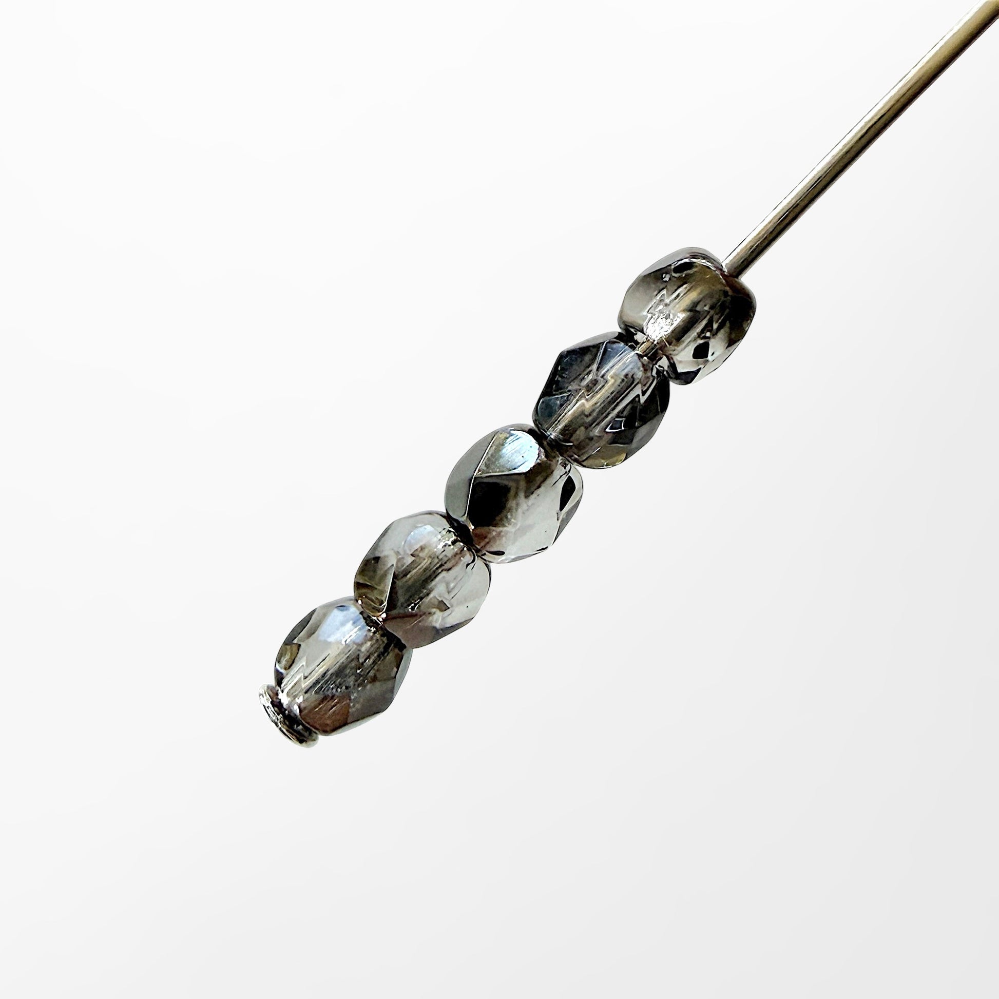 3mm Crystal Platinum Czech Fire Polished Round Beads - The Bead Mix