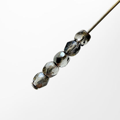 3mm Crystal Platinum Czech Fire Polished Round Beads - The Bead Mix