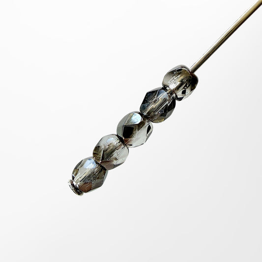 3mm Crystal Platinum Czech Fire Polished Round Beads - The Bead Mix