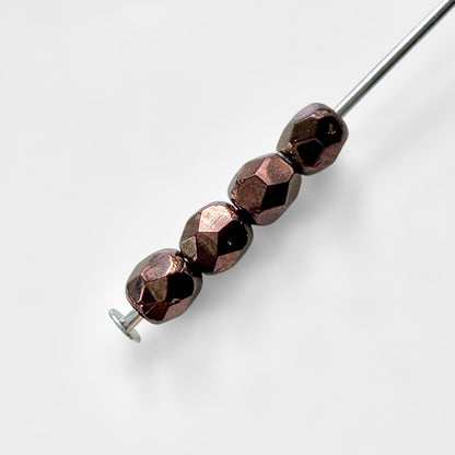 3mm Dark Bronze Czech Fire Polished Round Beads - The Bead Mix