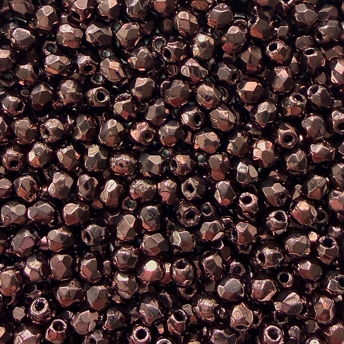 3mm Dark Bronze Czech Fire Polished Round Beads - The Bead Mix
