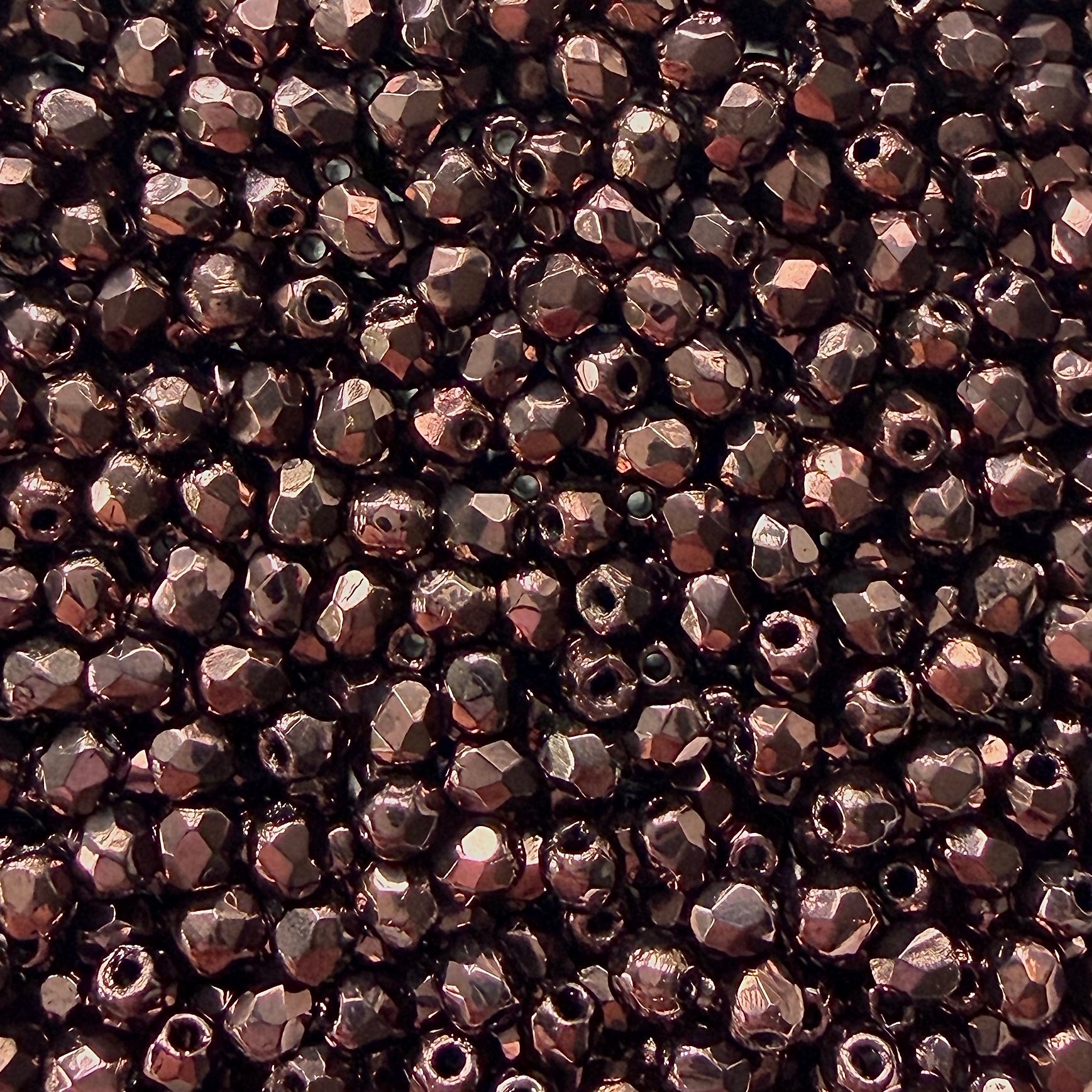 3mm Dark Bronze Czech Fire Polished Round Beads - The Bead Mix