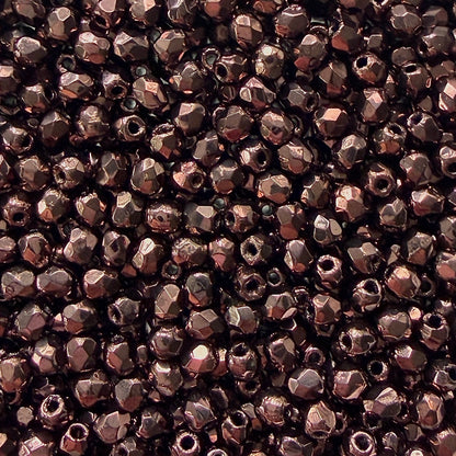 3mm Dark Bronze Czech Fire Polished Round Beads - The Bead Mix
