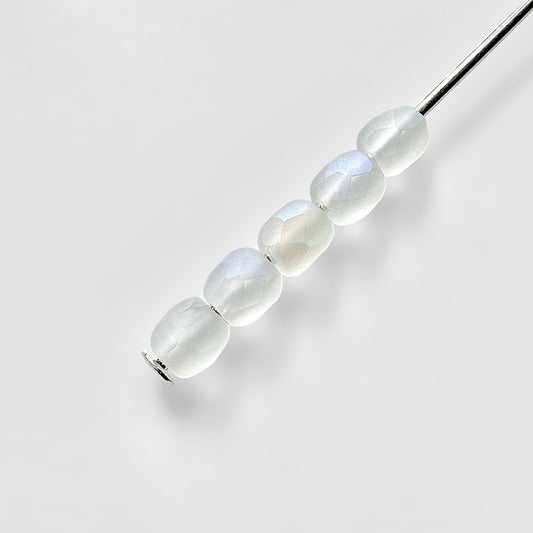 3mm Frosted Crystal AB Czech Fire Polished Round Beads - The Bead Mix