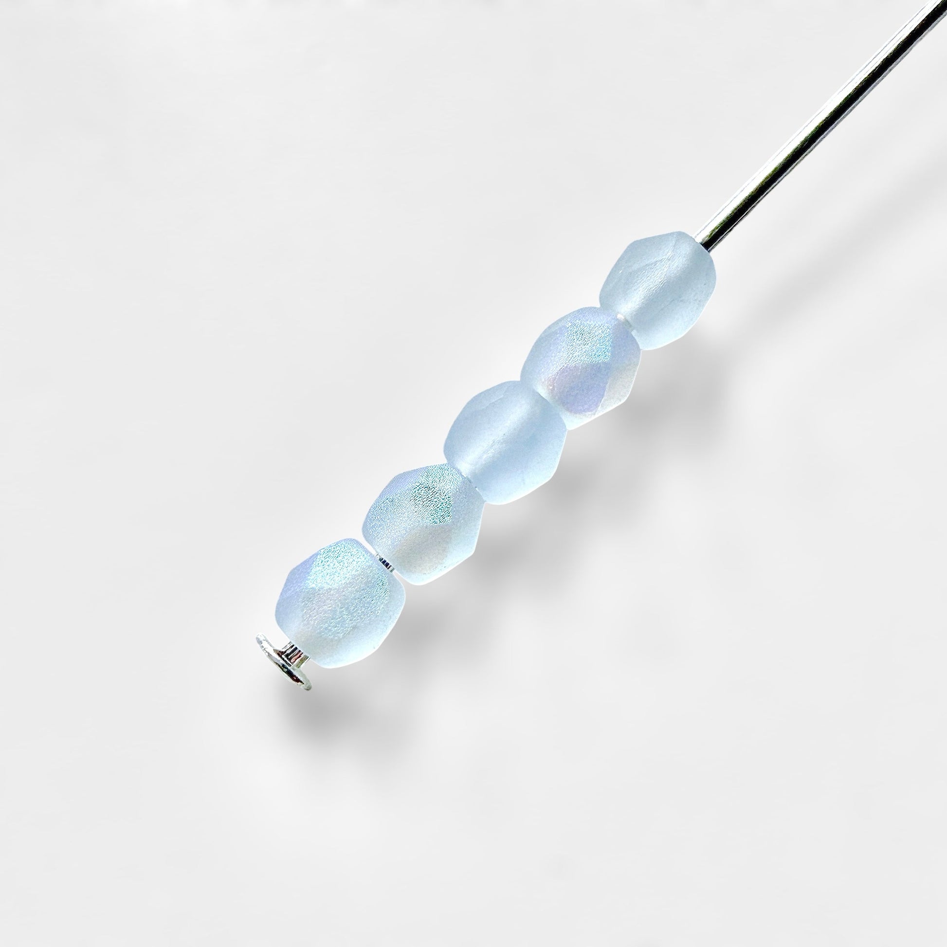 3mm Frosted Light Sapphire AB Czech Fire Polished Round Beads - The Bead Mix