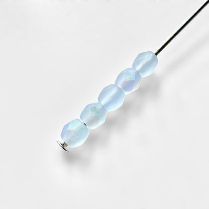 3mm Frosted Light Sapphire AB Czech Fire Polished Round Beads - The Bead Mix