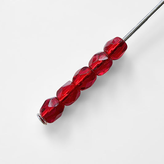 3mm Light Garnet Czech Fire Polished Round Beads - The Bead Mix