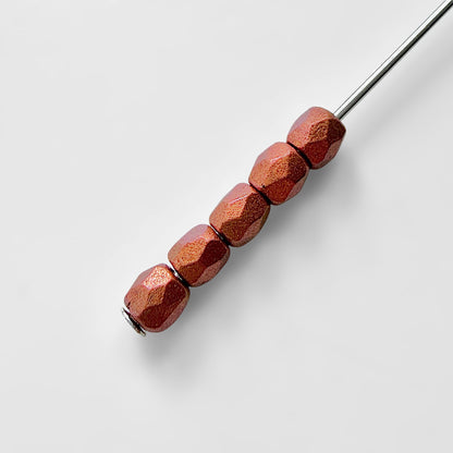 3mm Matte Copper Czech Fire Polished Round Beads - The Bead Mix