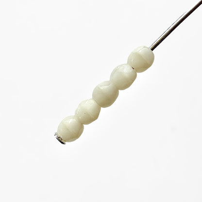 3mm Opaque Cream Czech Fire Polished Round Beads - The Bead Mix