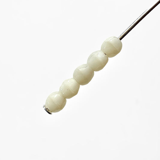 3mm Opaque Cream Czech Fire Polished Round Beads - The Bead Mix