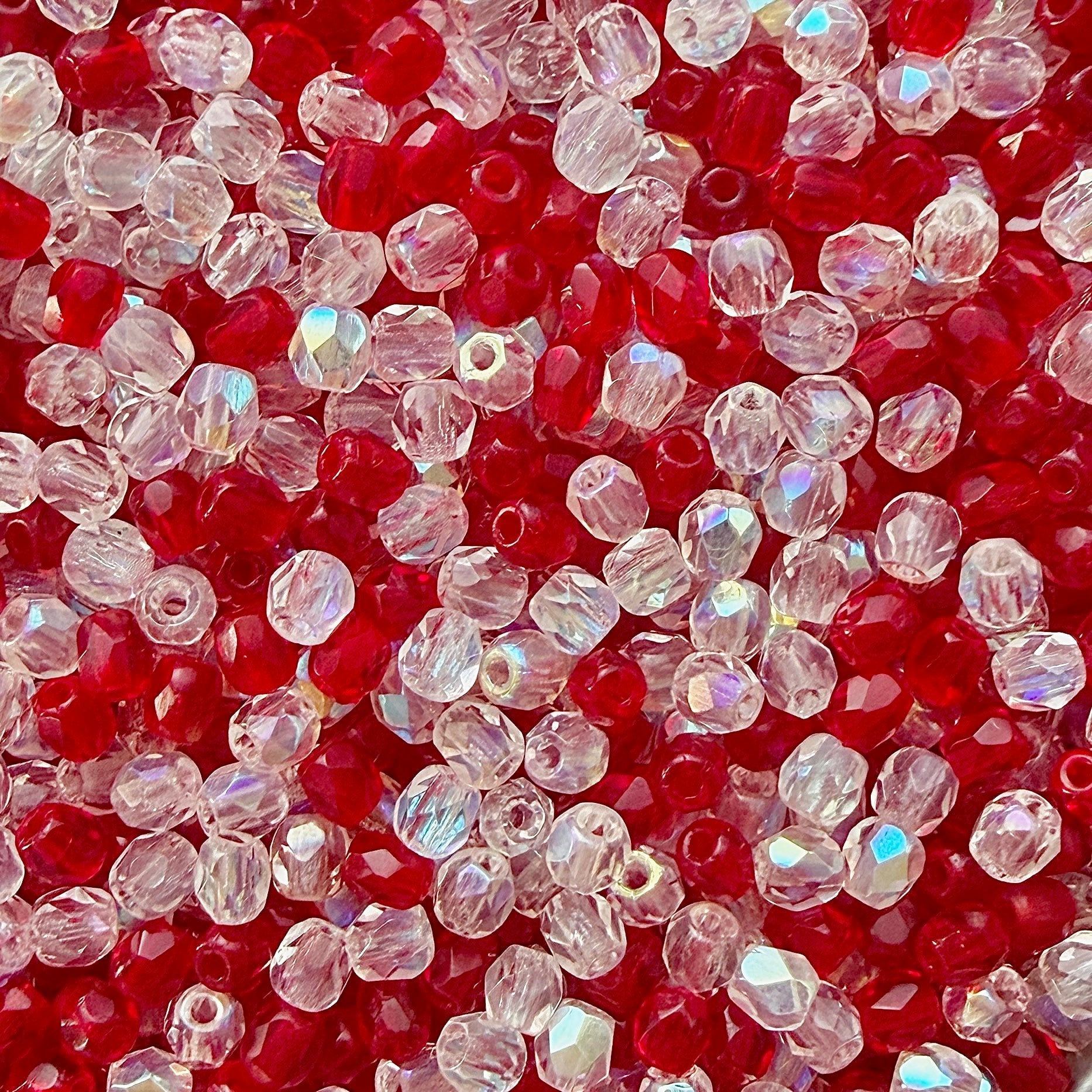 3mm Peppermint Czech Fire Polished Round Bead Mix - The Bead Mix