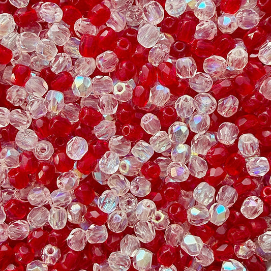 3mm Peppermint Czech Fire Polished Round Bead Mix - The Bead Mix