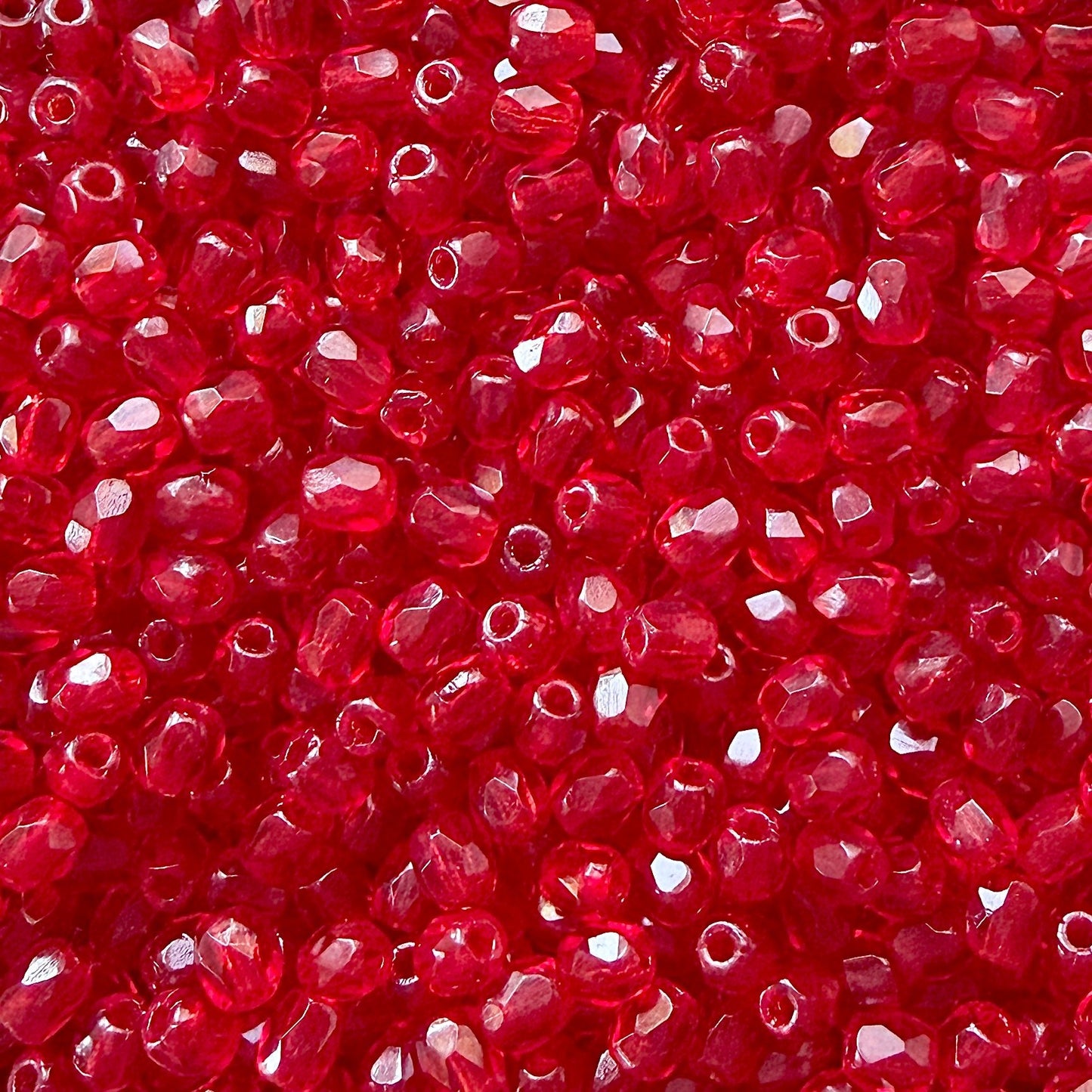 3mm Siam Czech Fire Polished Round Beads - The Bead Mix