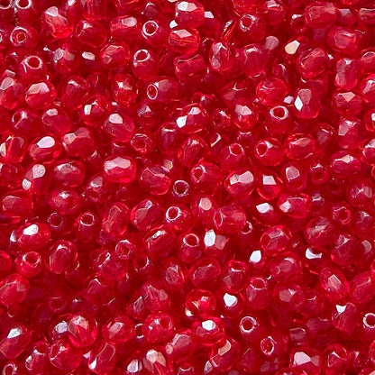 3mm Siam Czech Fire Polished Round Beads - The Bead Mix