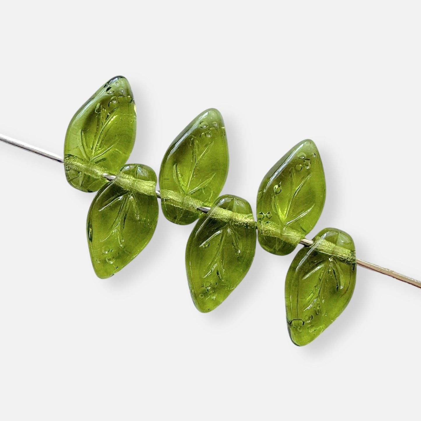 6 x 10mm Czech Glass Leaf Beads - The Bead Mix