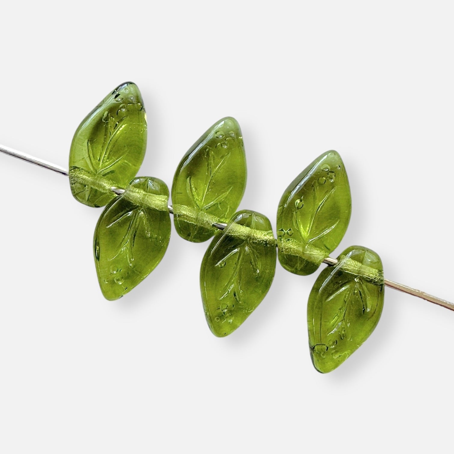 6 x 10mm Czech Glass Leaf Beads - The Bead Mix