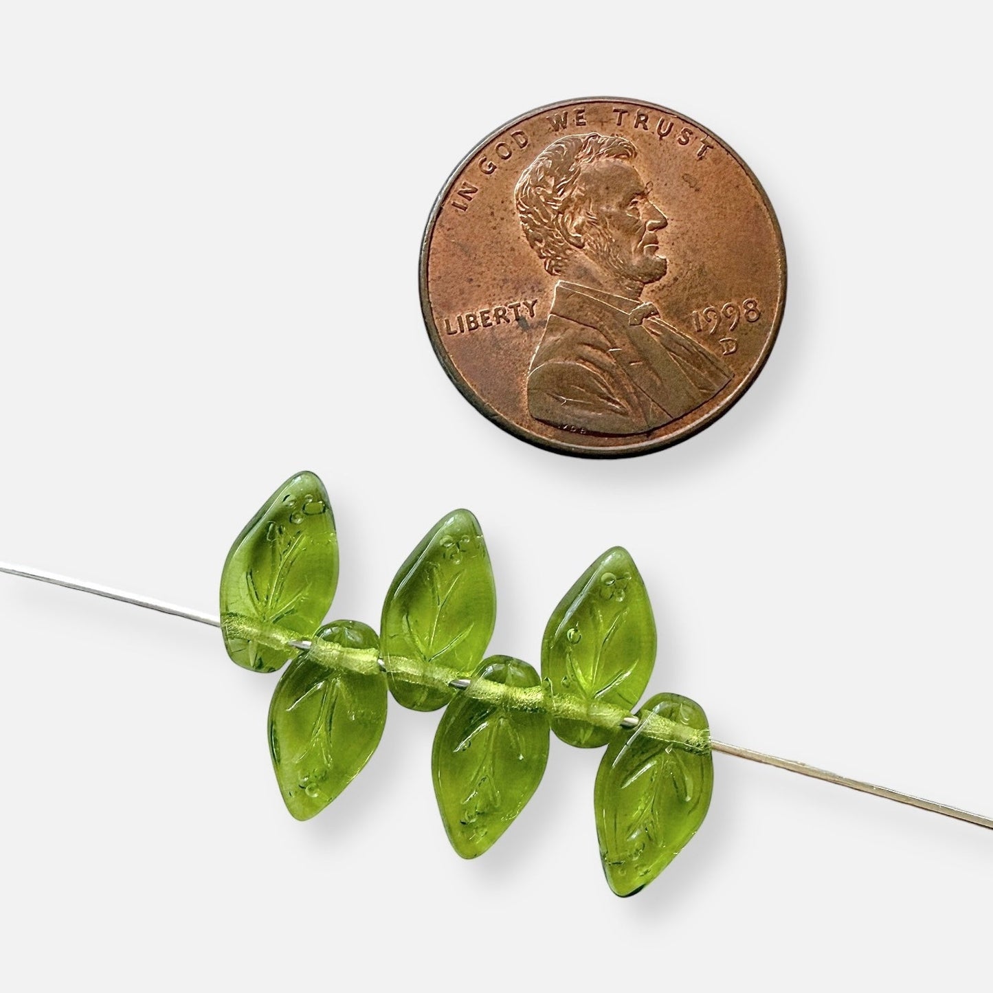 6 x 10mm Czech Glass Leaf Beads - The Bead Mix