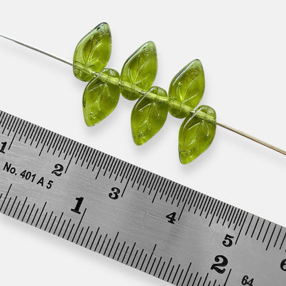 6 x 10mm Czech Glass Leaf Beads - The Bead Mix