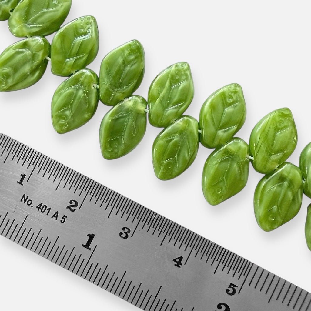 7 x 12mm Czech Glass Leaf Beads - Opaque - The Bead Mix