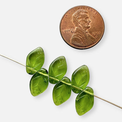 7 x 12mm Czech Glass Leaf Beads - Transparent - The Bead Mix