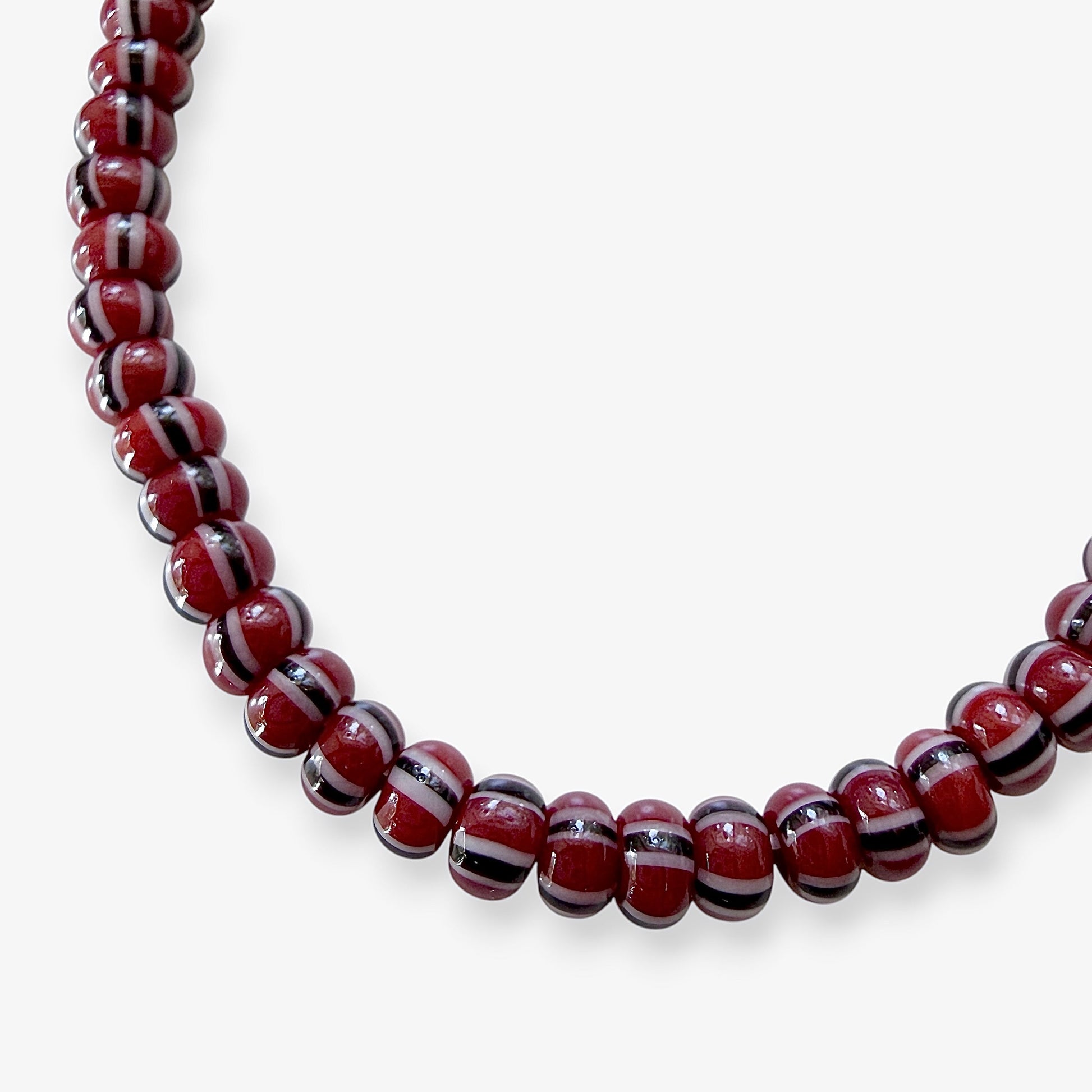 93050 Red, Black & Gray 6/0 Czech Striped Seed Beads (100g) - The Bead Mix