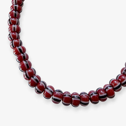 93050 Red, Black & Gray 6/0 Czech Striped Seed Beads (100g) - The Bead Mix