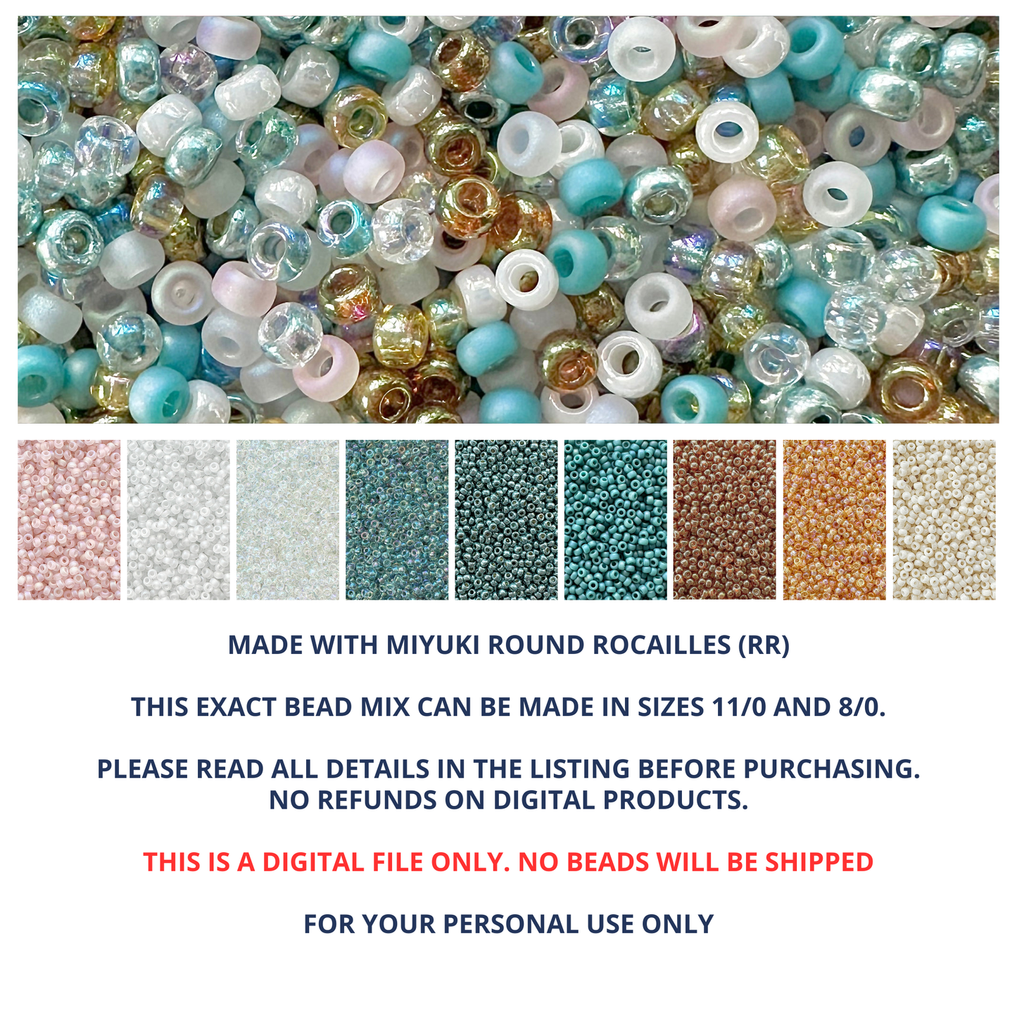 Beach Vibes Miyuki Bead Mix Recipe & Color Palette (DIGITAL)