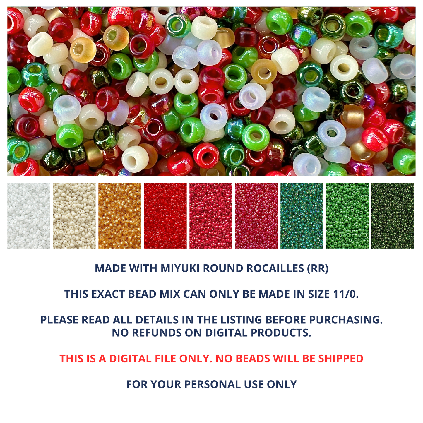 Classic Christmas Miyuki Bead Mix Recipe & Color Palette (DIGITAL)