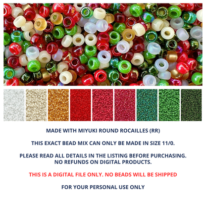 Classic Christmas Miyuki Bead Mix Recipe & Color Palette (DIGITAL)