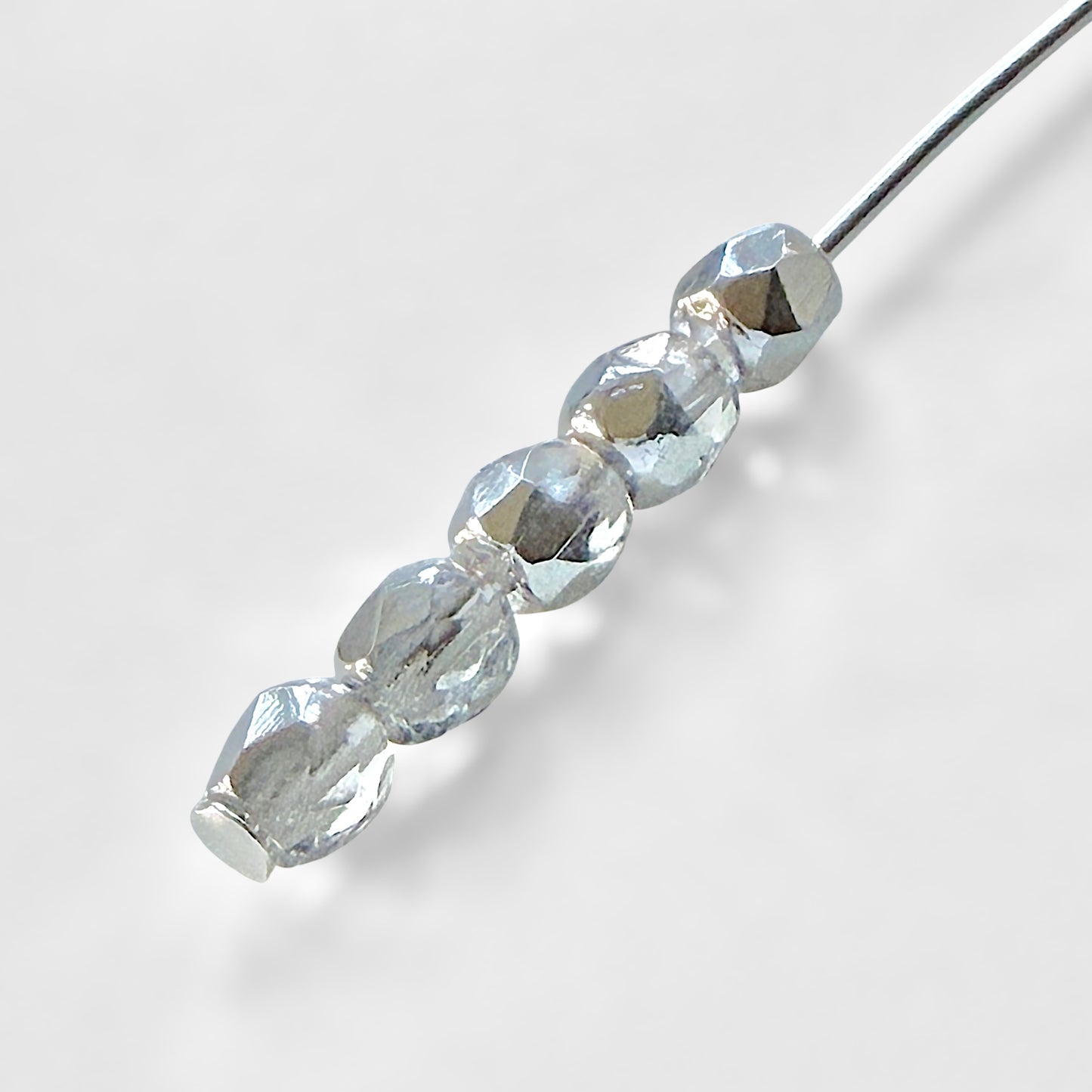 3mm Crystal Silver Czech Fire Polished Round Beads