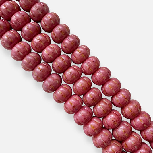 Czech Glass Pumpkin Beads - Rustic Pink