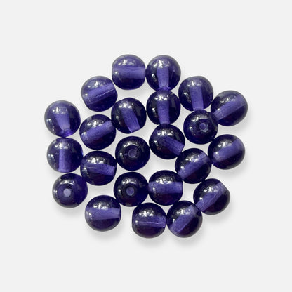 Czech Glass Smooth Round Druk Beads - Deep Violet