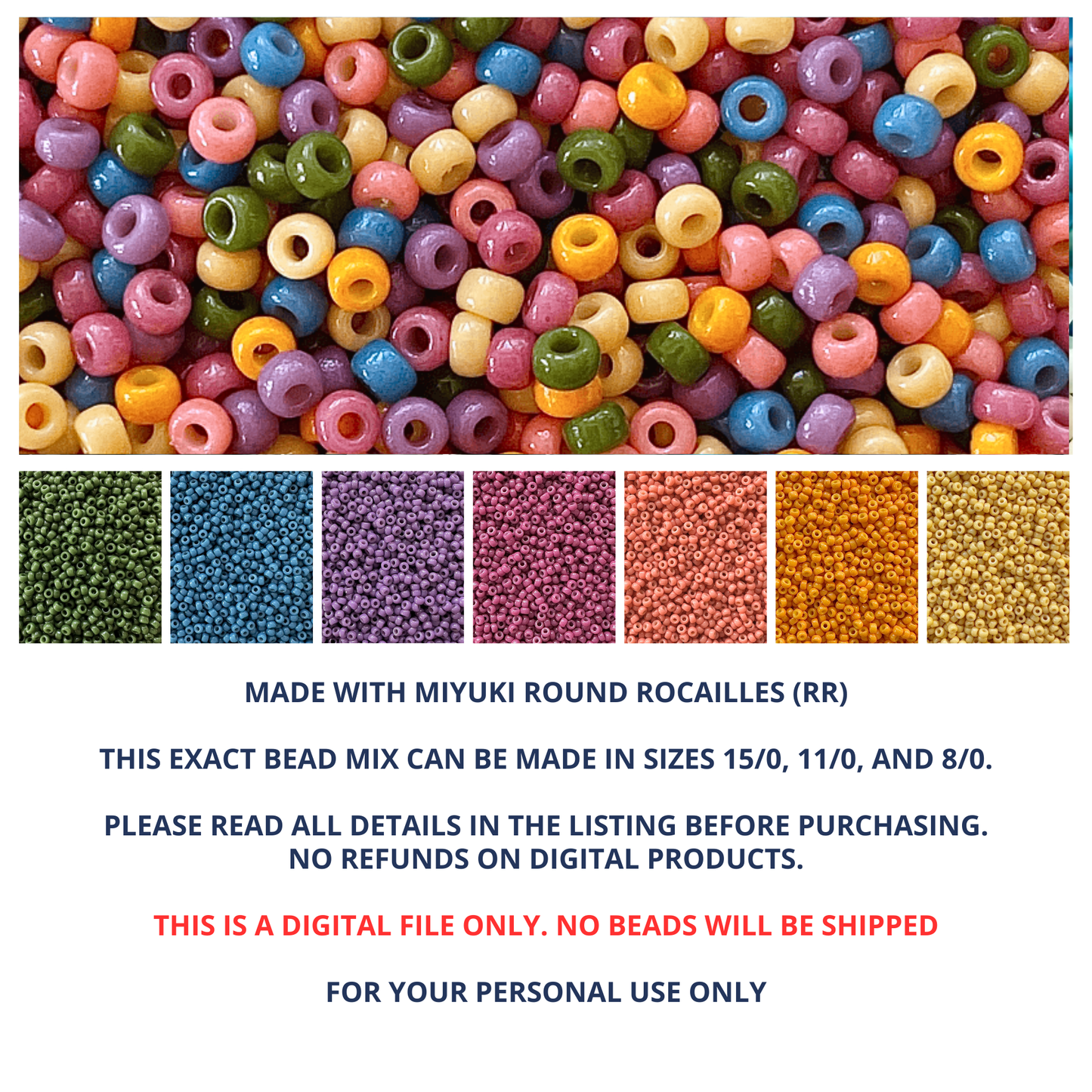 Retro Rainbow Miyuki Bead Mix Recipe & Color Palette (DIGITAL)